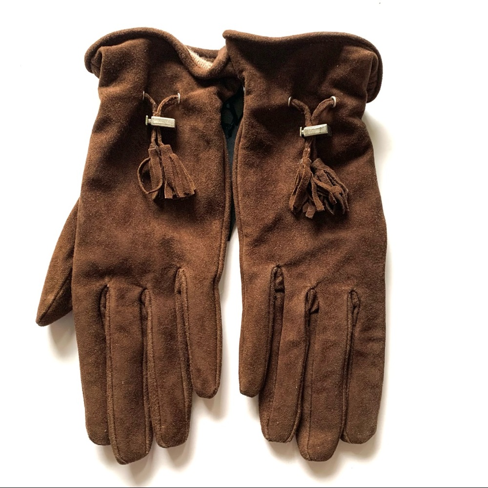 NWT Brown Suede Gloves with Tassels
